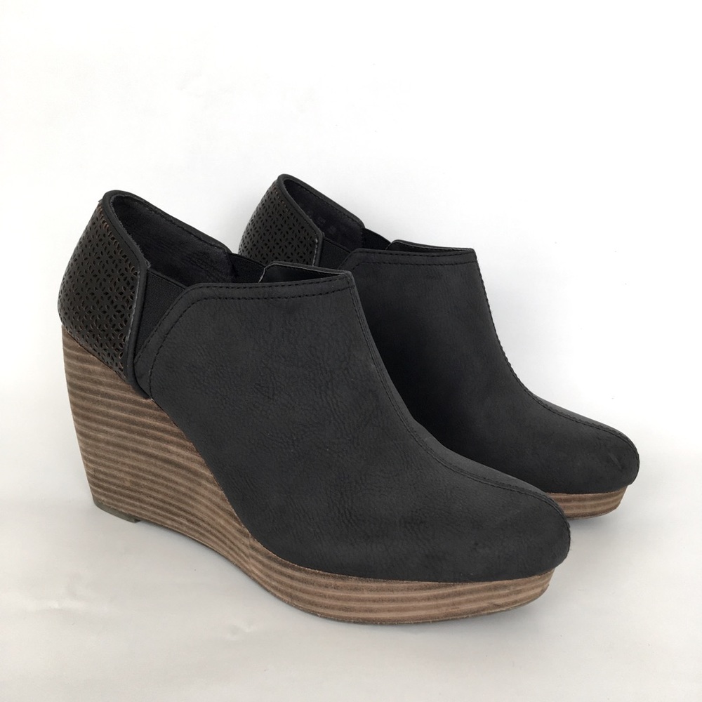 Dr.Scholls Black Wedge Ankle Booties Memory Foam
